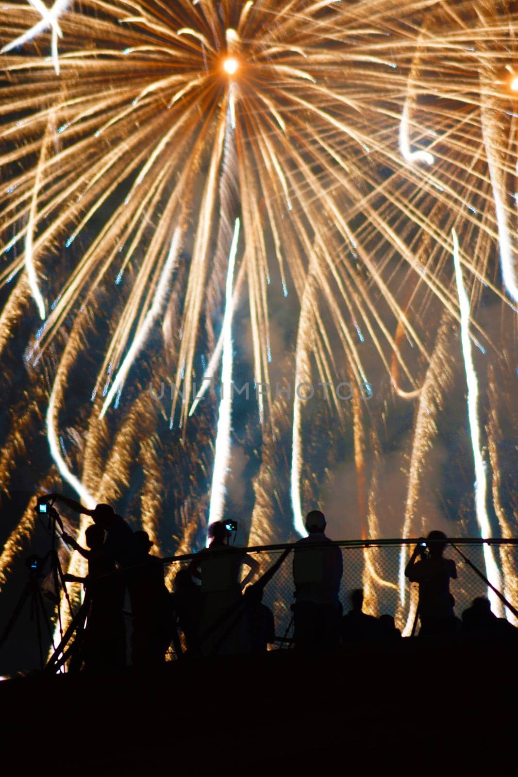 Fireworks and people silhouettes. Shooting Location: Yokohama-city kanagawa prefecture