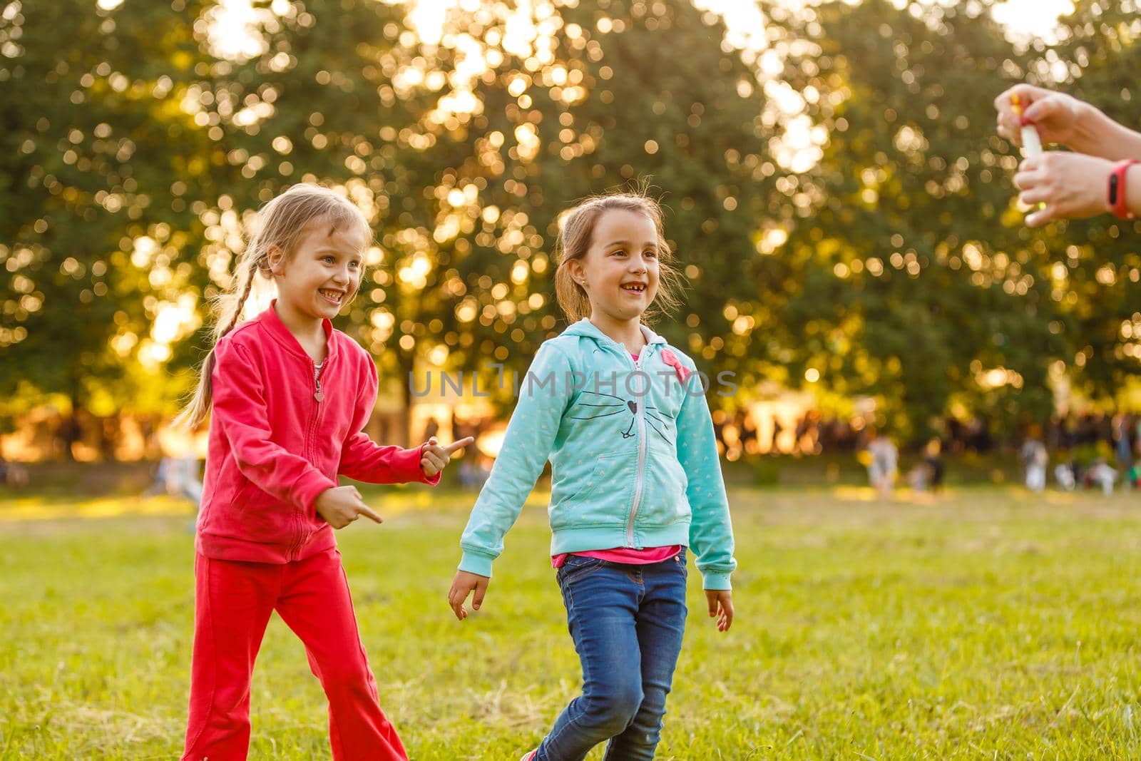 two little friends girls in the field