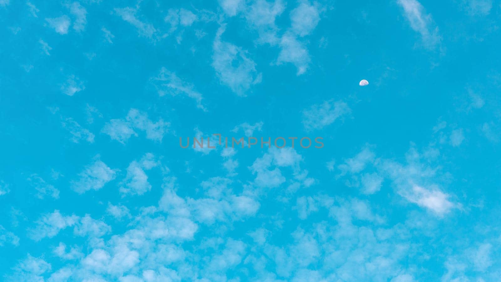 BANNER Atmosphere panorama white clouds azure blue sky Background summer open air tenderness freedom.