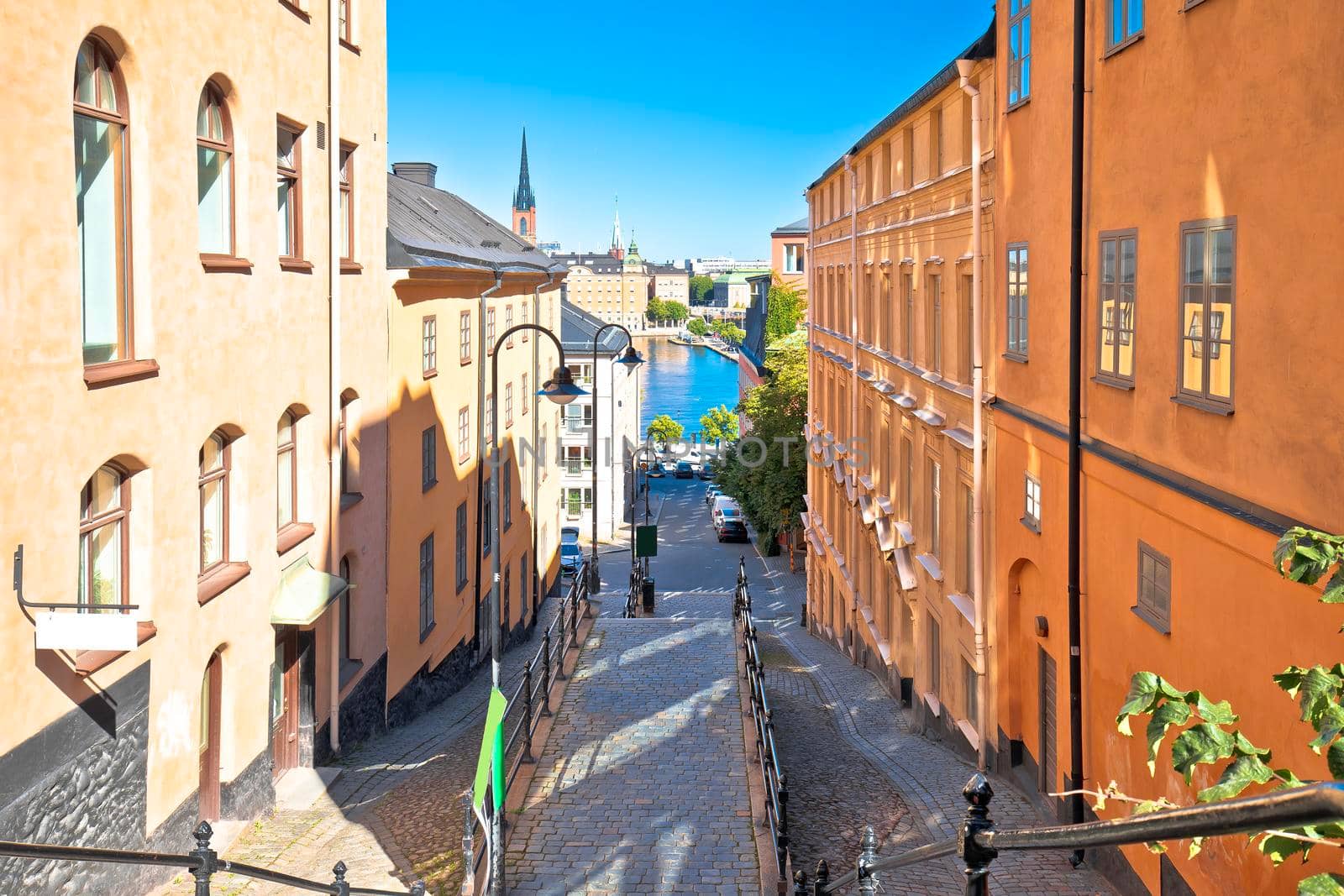 Pustegrand stairs in Stockholm scenic city street view, capital of Sweden