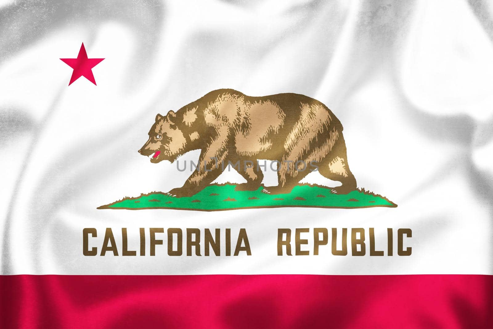 Grunge 3D illustration of California state of USA flag, concept of California