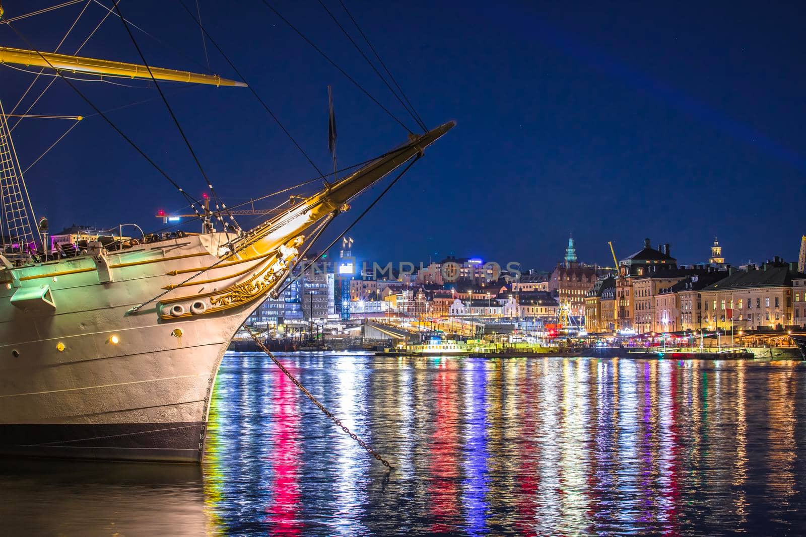 City of Stockholm harbor and waterfront evening view by xbrchx