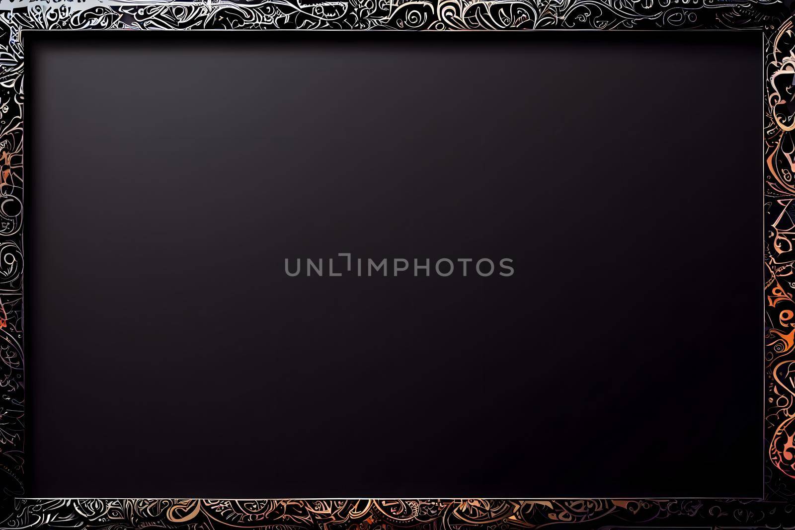 ornate black and gold picture frame mockup, neural network generated art by z1b