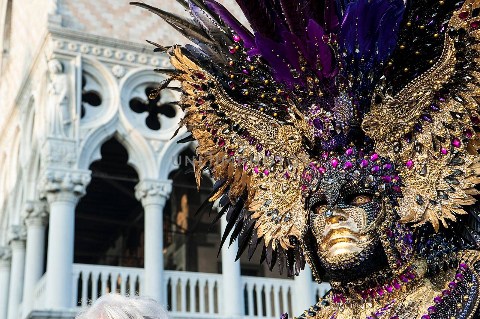 VENICE, ITALY - Febrary 18 2020: The masks of the Venice carnival 2020