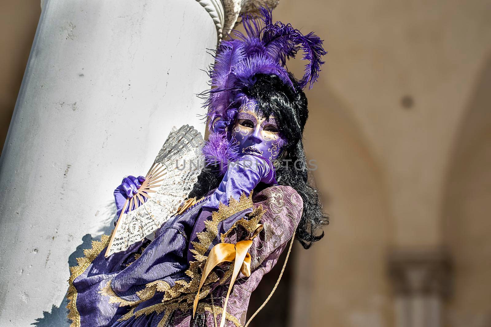VENICE, ITALY - Febrary 23 2019: The masks of the Venice carnival 2019