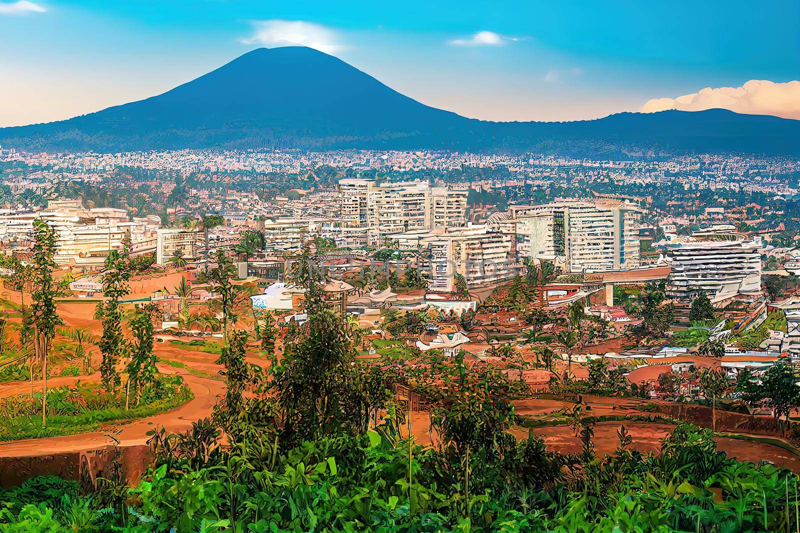 Cartoon style Kigali Rwanda September : a by 2ragon
