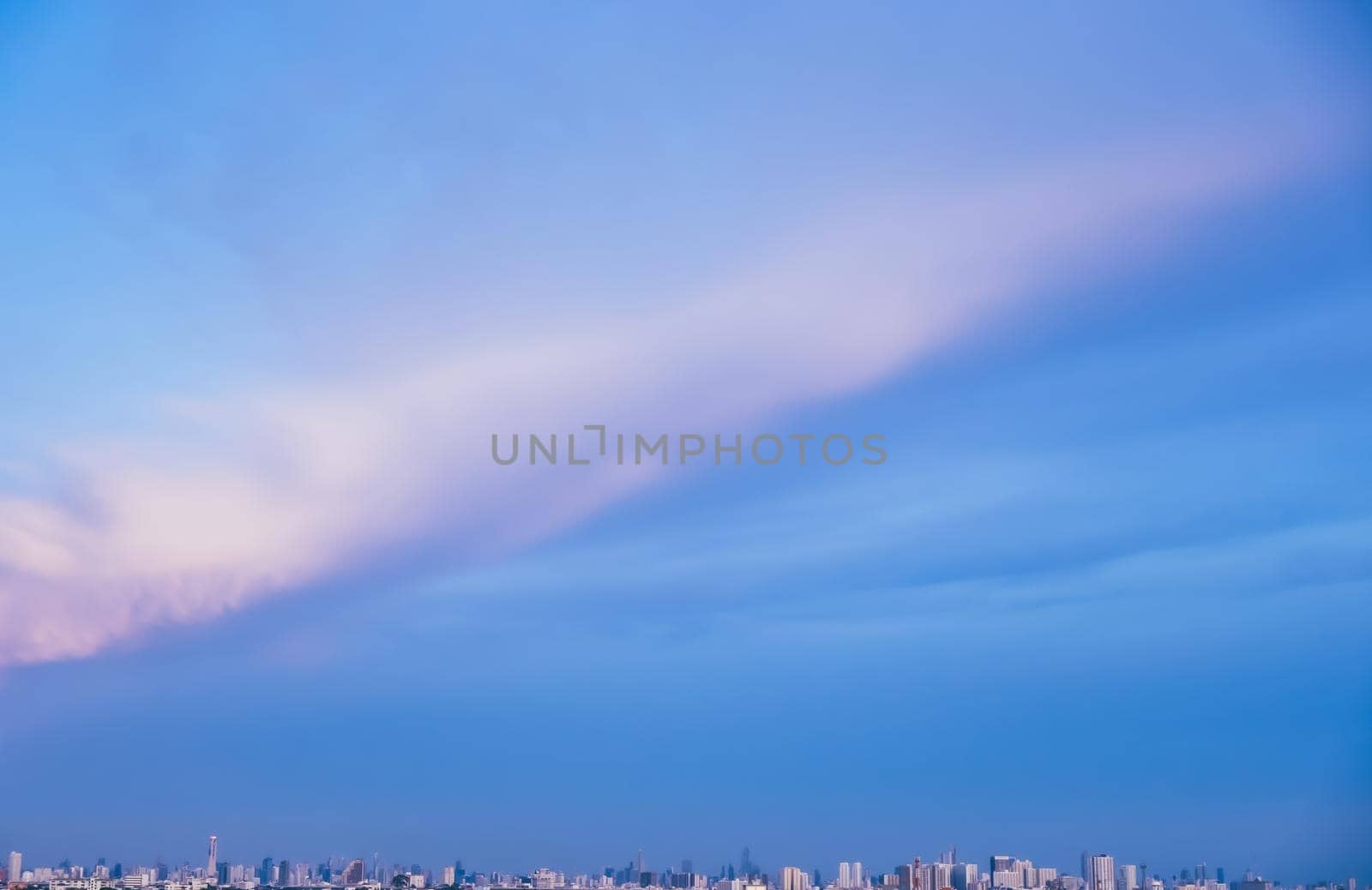 Urban cityscape panoramic view. horizon line with buildings. nature landscape with town sunset sky.
