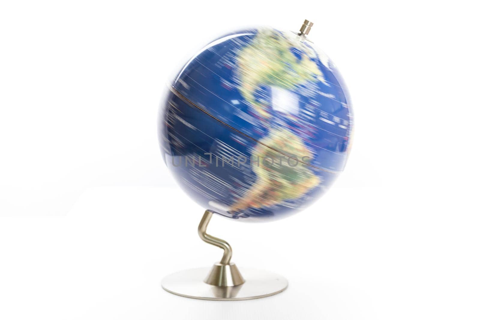 Globe of the world spinning isolated on white background