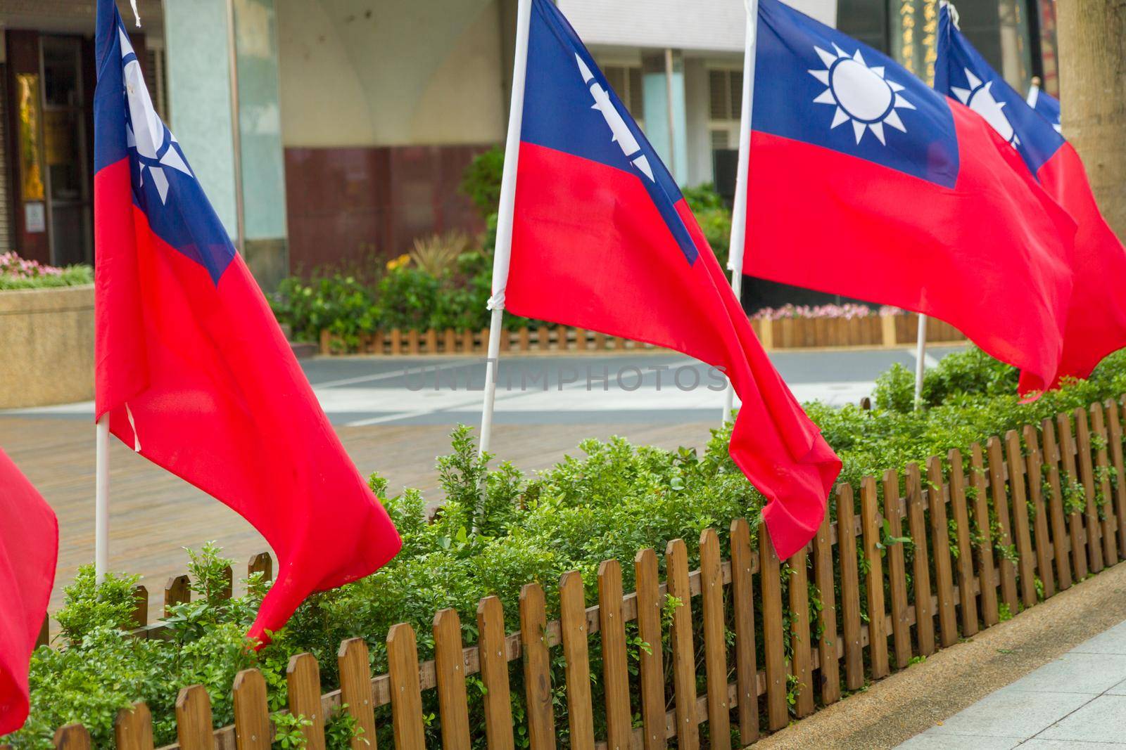 Taiwan flags blowing in wind by imagesbykenny