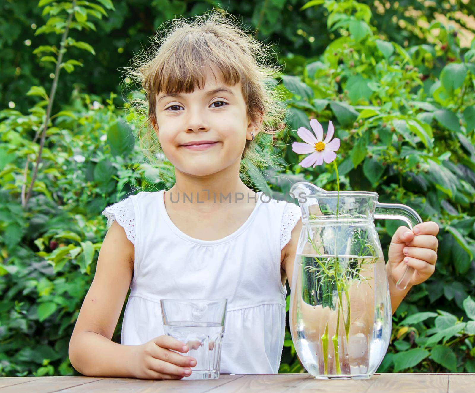 child glass of water. selective focus. Children