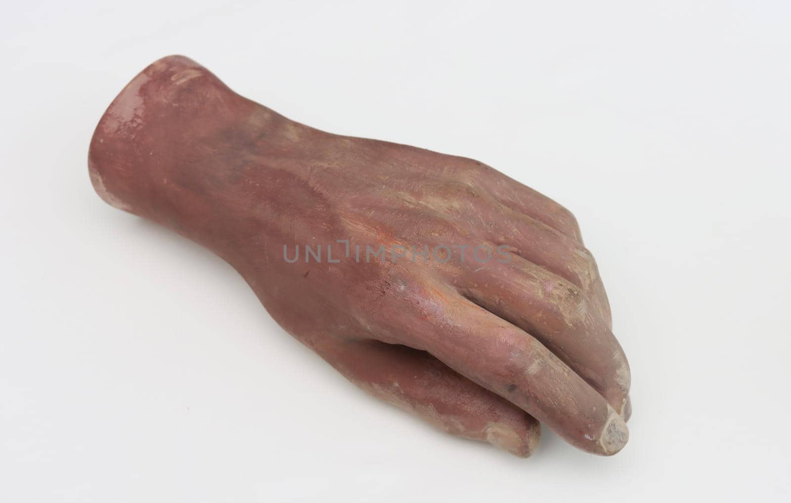 Hand of plastic mannequin on white background. by gelog67