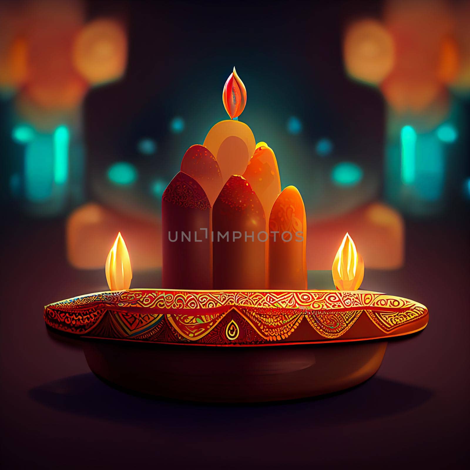 Happy diwali indian festival background with candles. diwali day, happy diwali day. by JpRamos