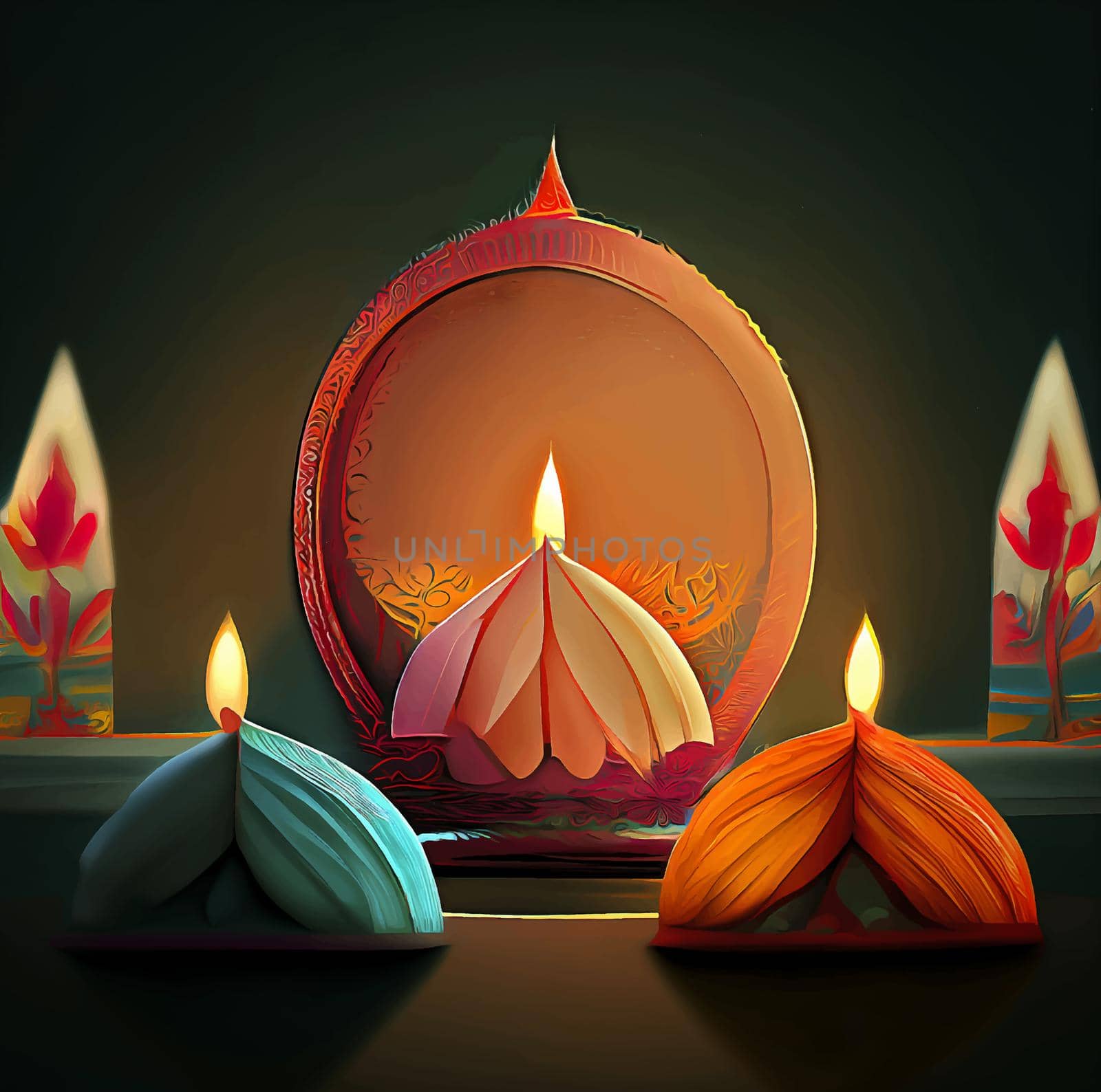 Happy diwali indian festival background with candles. diwali day, happy diwali day. by JpRamos