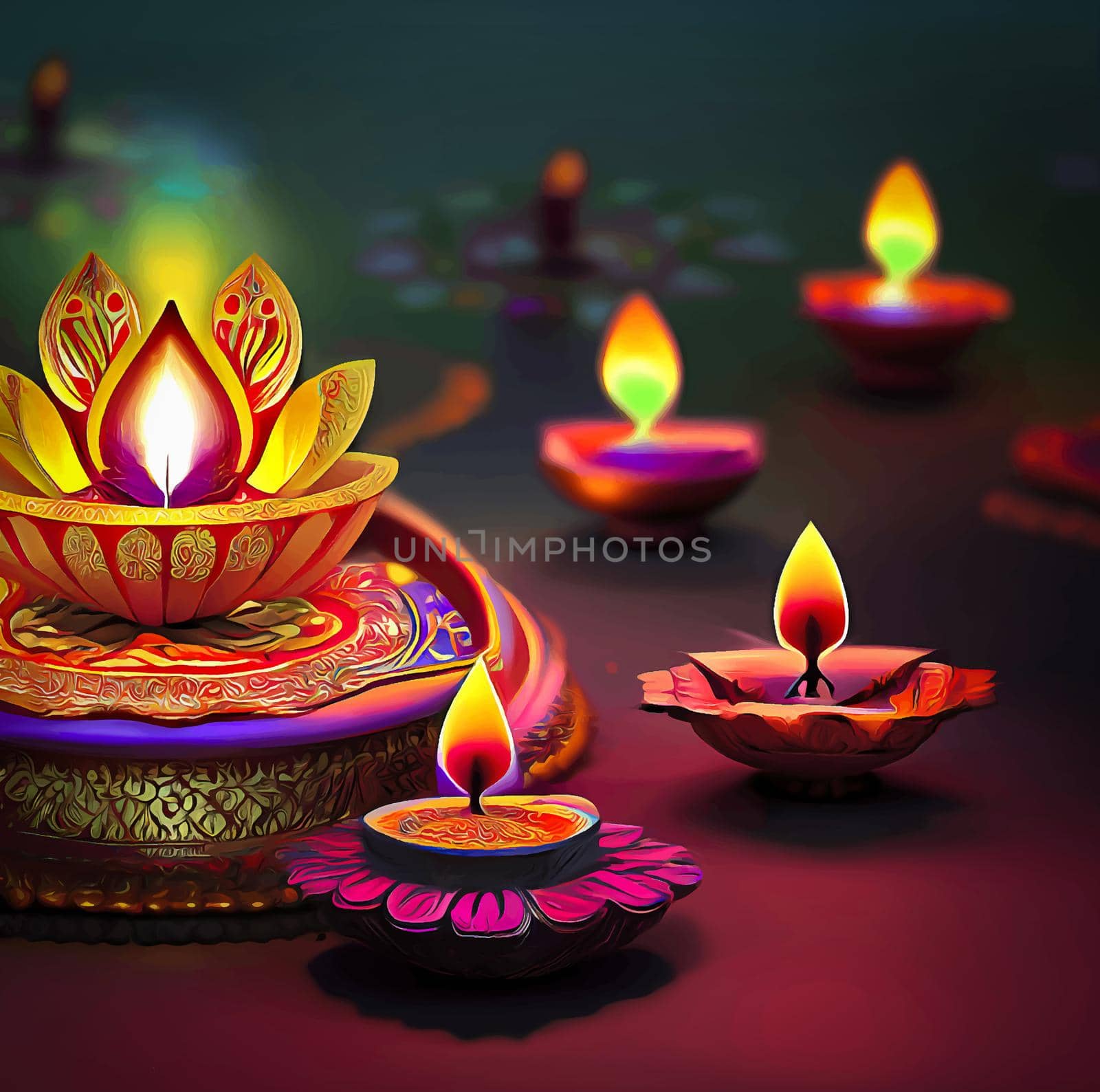 Happy diwali indian festival background with candles
