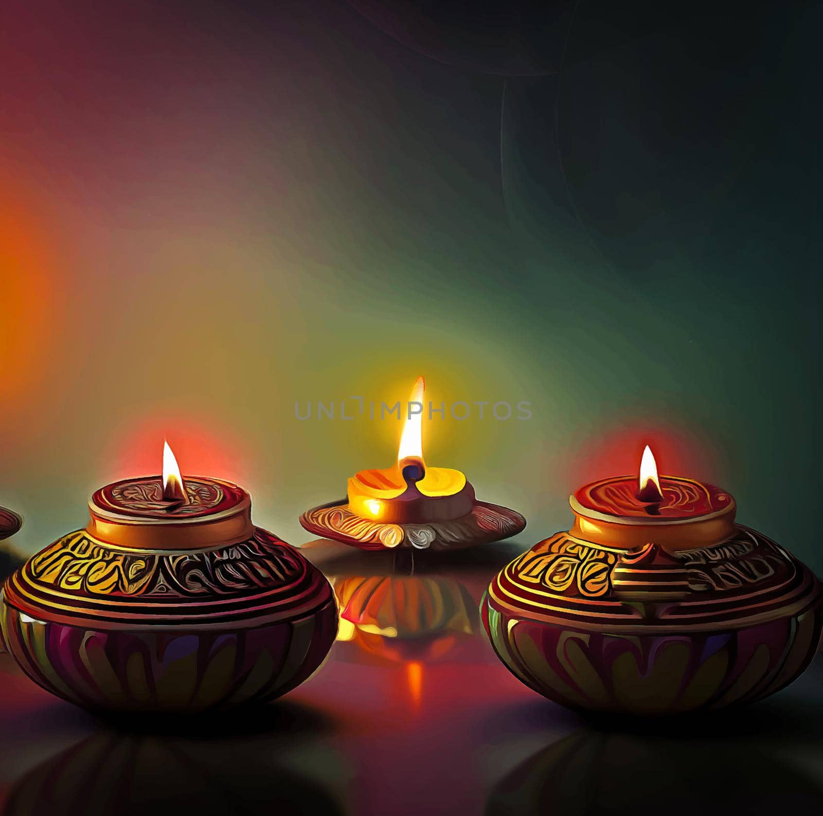 Happy diwali indian festival background with candles. diwali day, happy diwali day. by JpRamos