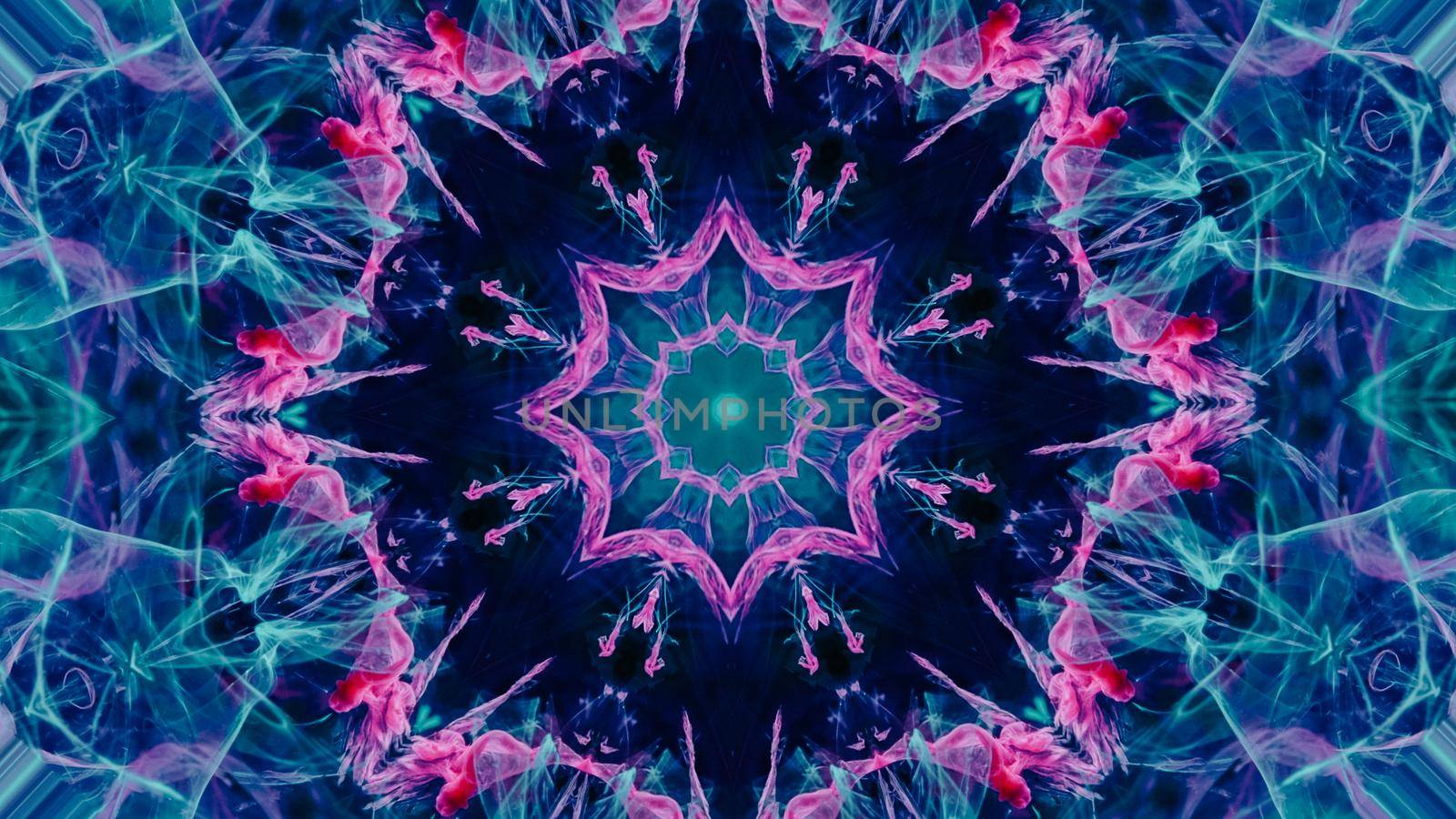 Kaleidoscopic background. Multi colors design. Disco mandala spectrum lights concert spot bulb. Decoration, mosaic, symmetry concept. by kristina_kokhanova