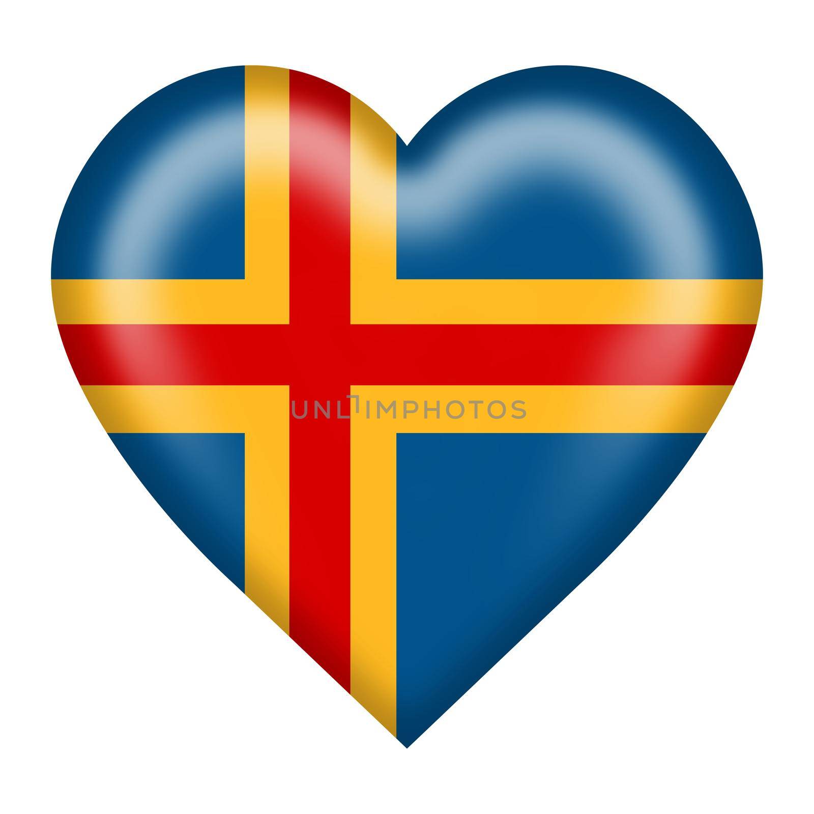 An Aland Islands flag heart button isolated on white with clipping path
