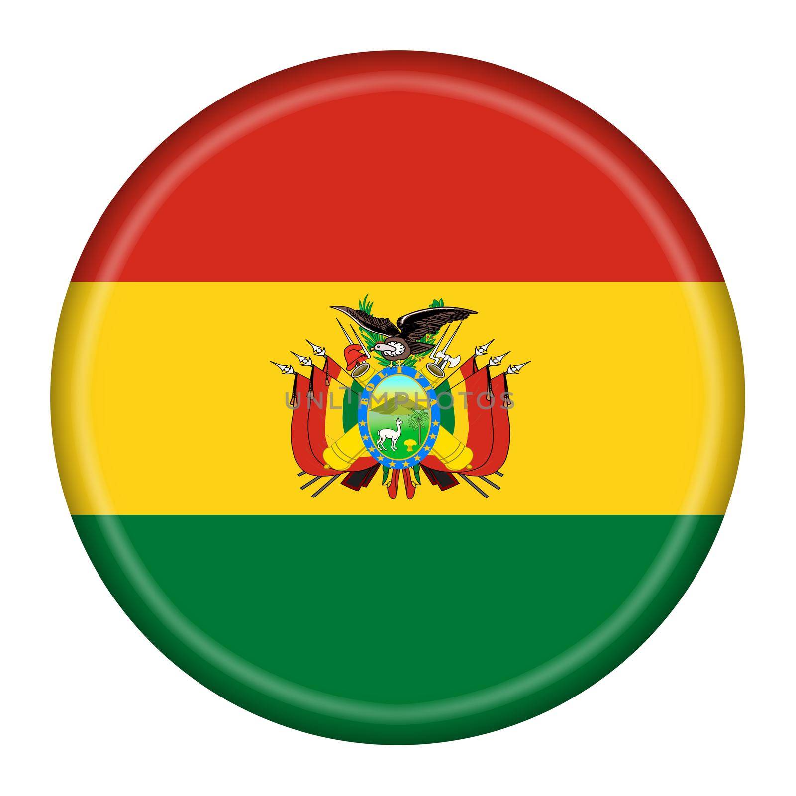 A Bolivia flag button 3d illustration with clipping path