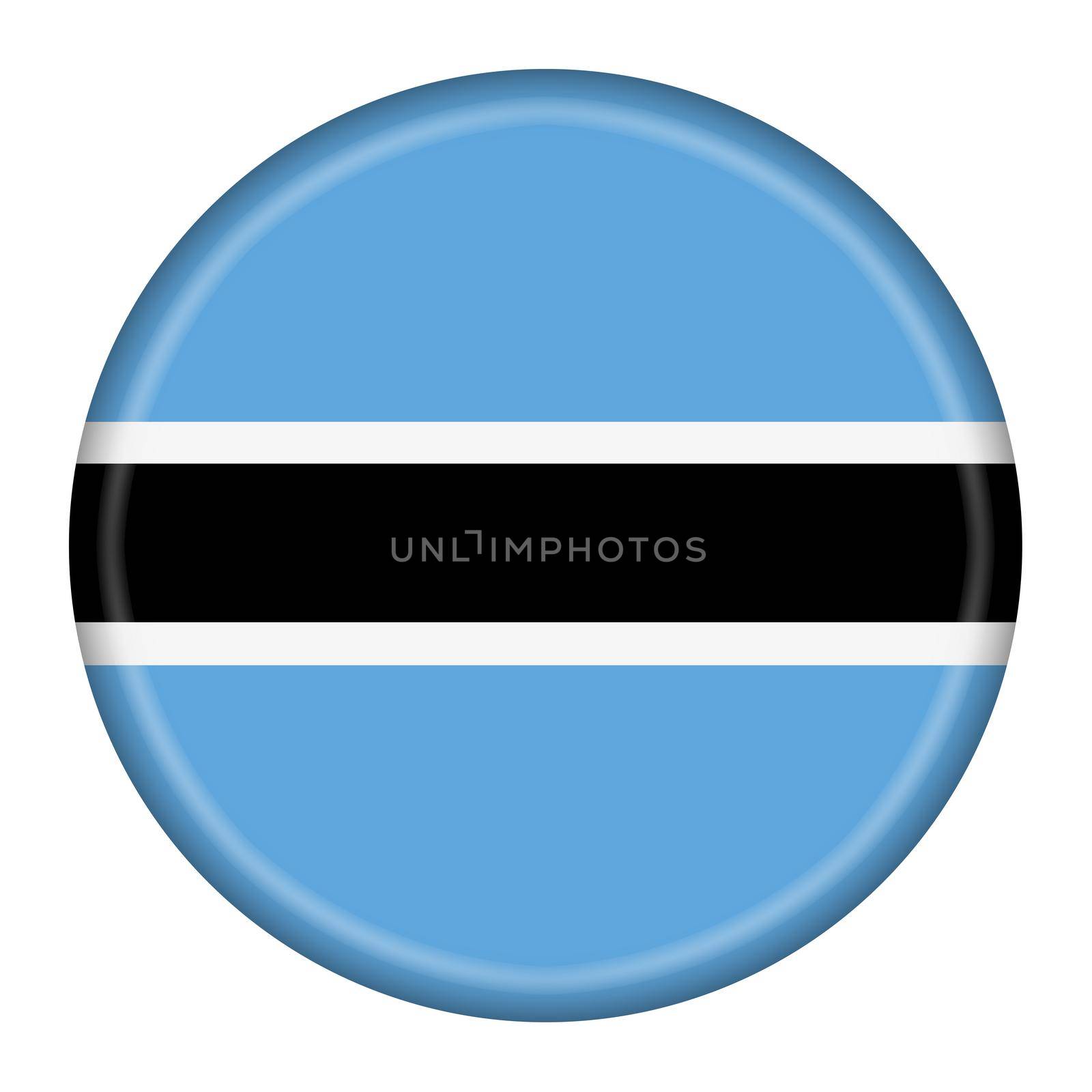 A Botswana flag button 3d illustration with clipping path