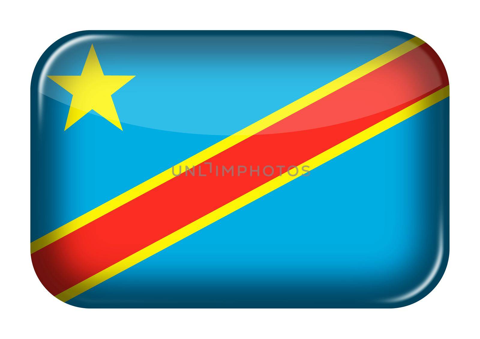A Democratic Republic of Congo web icon rectangle button with clipping path 3d illustration