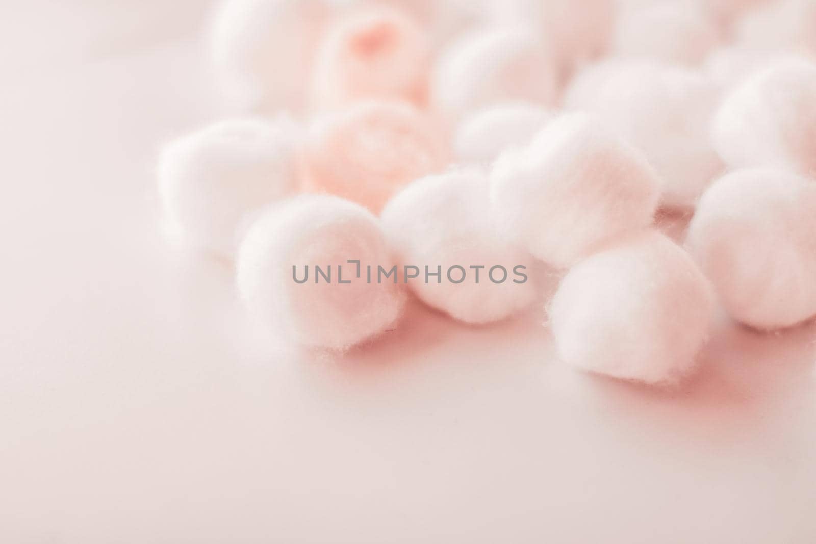 Organic cotton balls background for morning routine, spa cosmetics, hygiene and natural skincare beauty brand product as healthcare and medical design by Anneleven