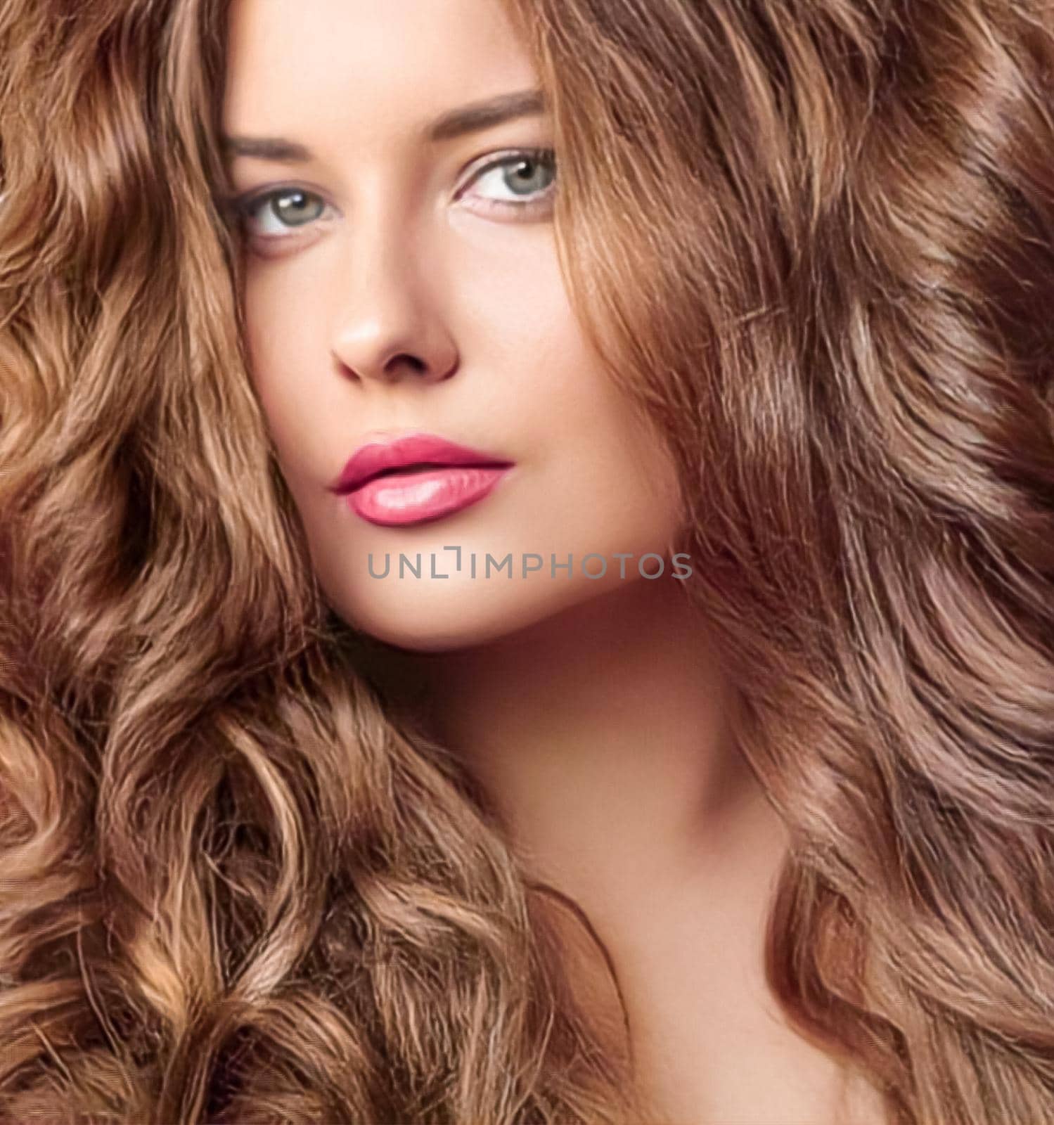 Hairstyle, beauty and hair care, beautiful woman with long natural brown hair, glamour portrait for hair salon and haircare brand