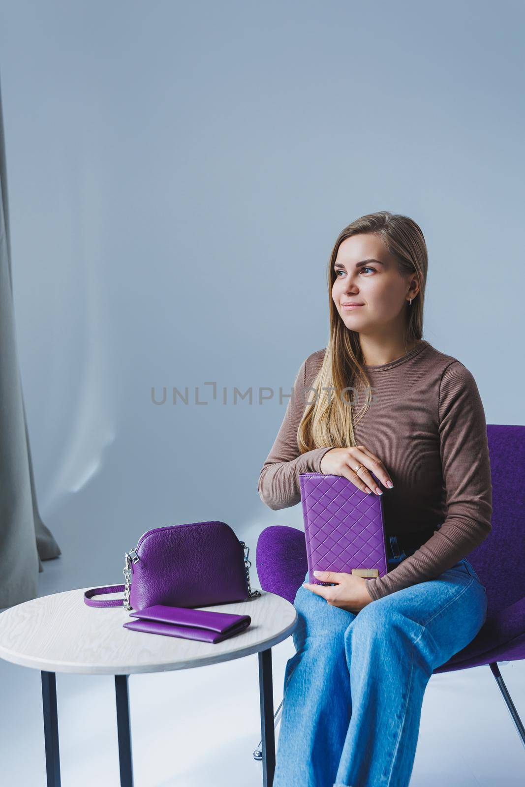 Notebook for business notes of purple color. Women's case notebook