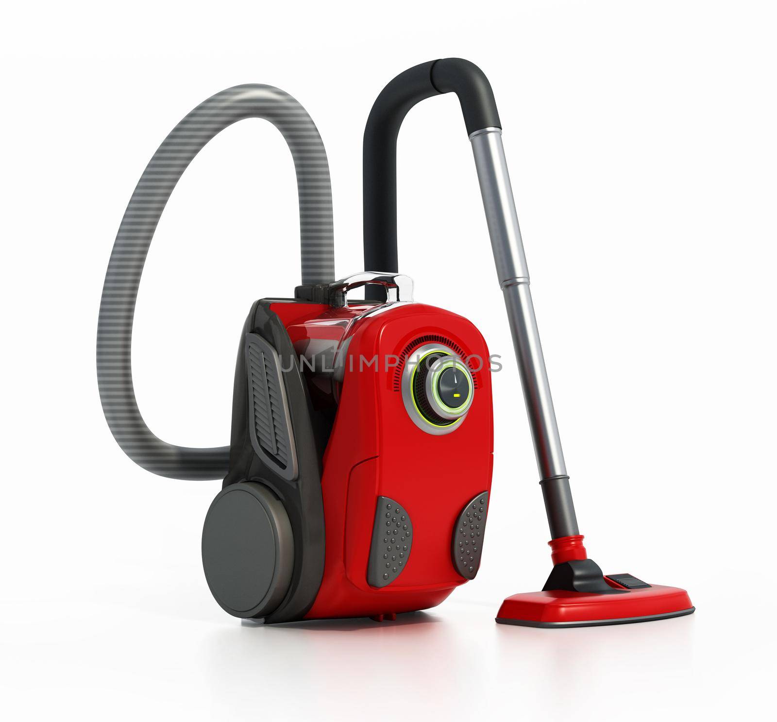Vacuum cleaner isolated on white background. 3D illustration by Simsek