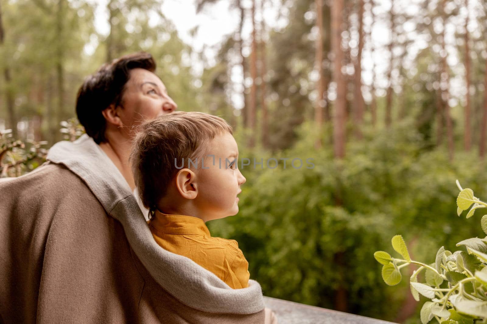 Happy grandmother and grandson enjoy time together. Positive middle age woman spending time with little, cute grandchild, having fun. 50-year-old grandma with grandkid. Multi-generational family