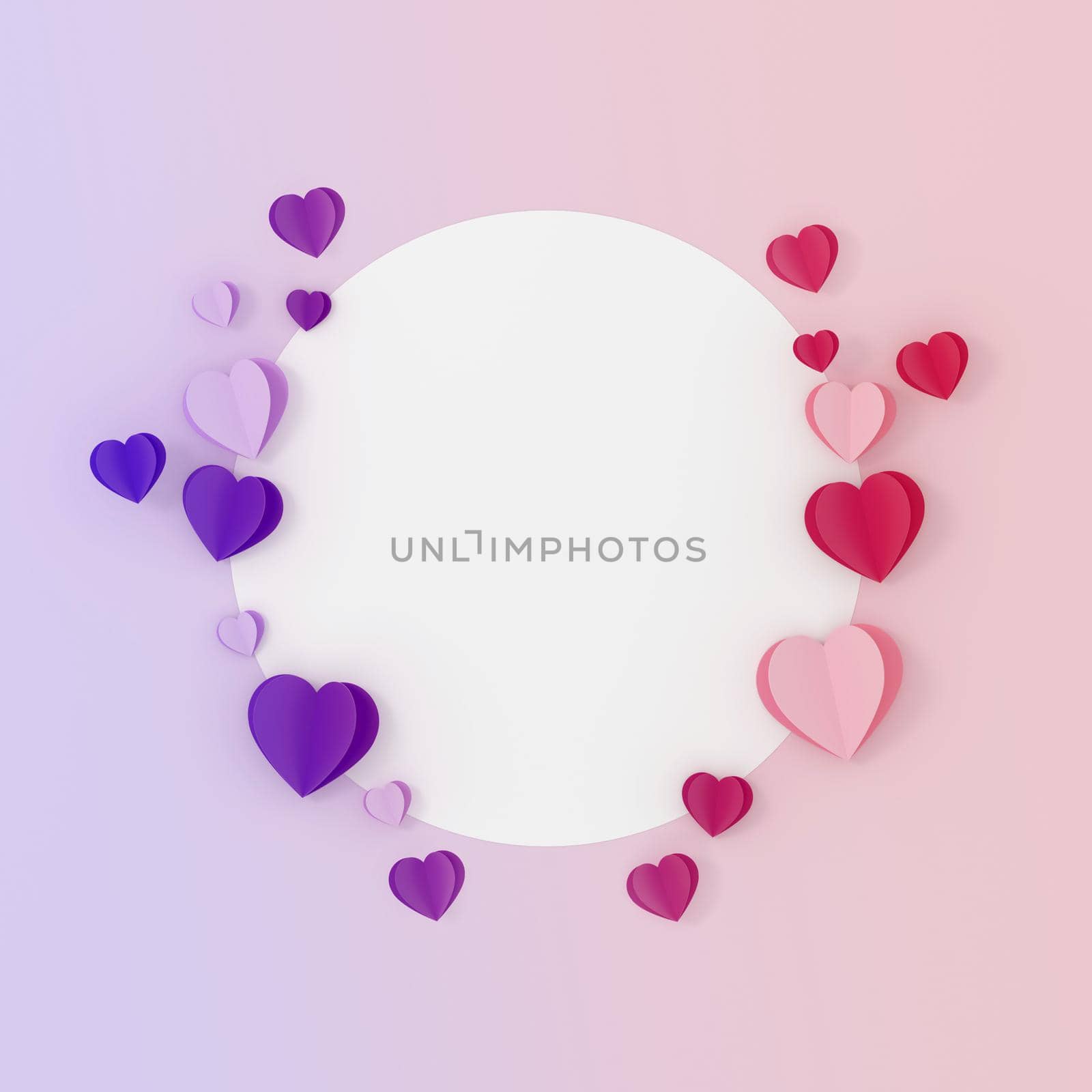 Circular gift card and paper hearts around on a gradient background. by ImagesRouges