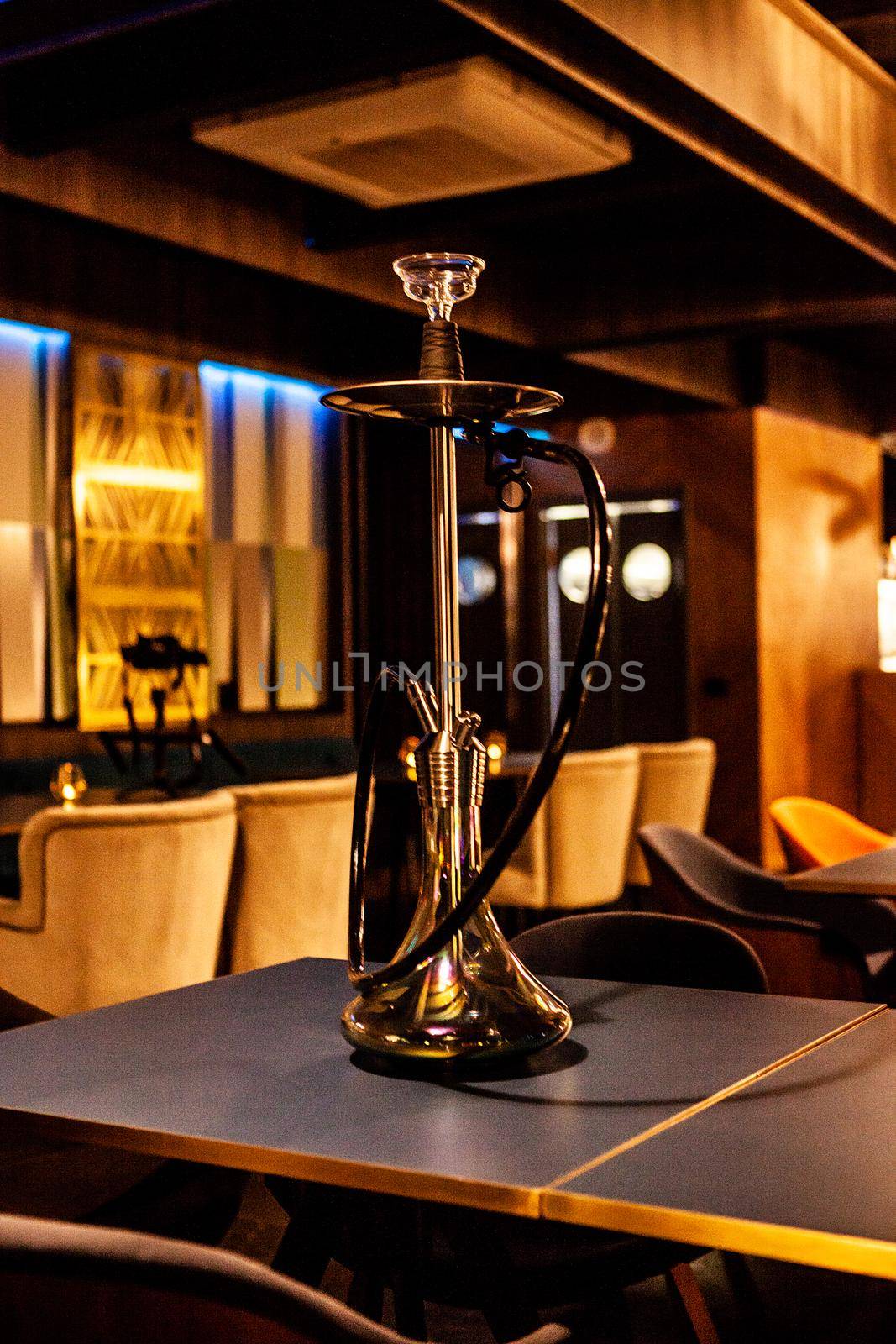 hookah in lounge bar on the table. Relaxation habit