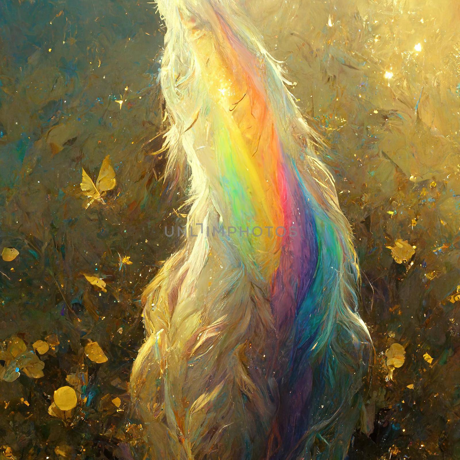 Rainbow in Unicorn tail, Colorful Digital art Illustration by macroarting