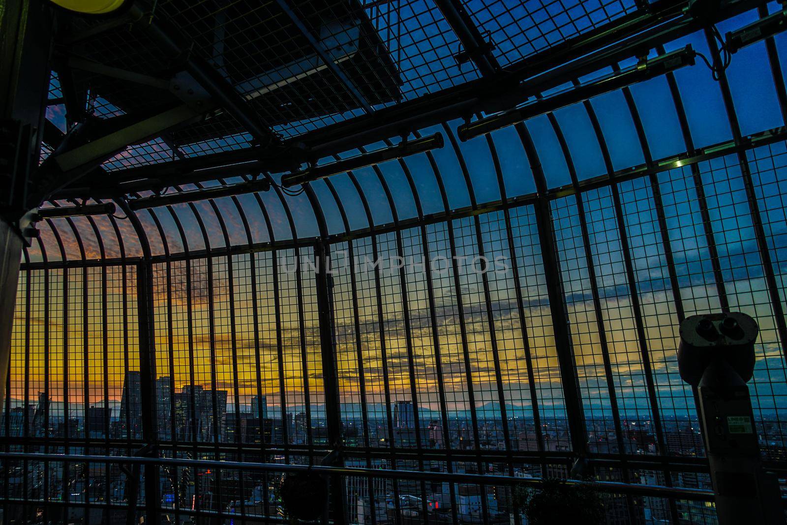 Nagoya TV Tower and evening scenery. Shooting Location: Aichi Prefecture, Nagoya City