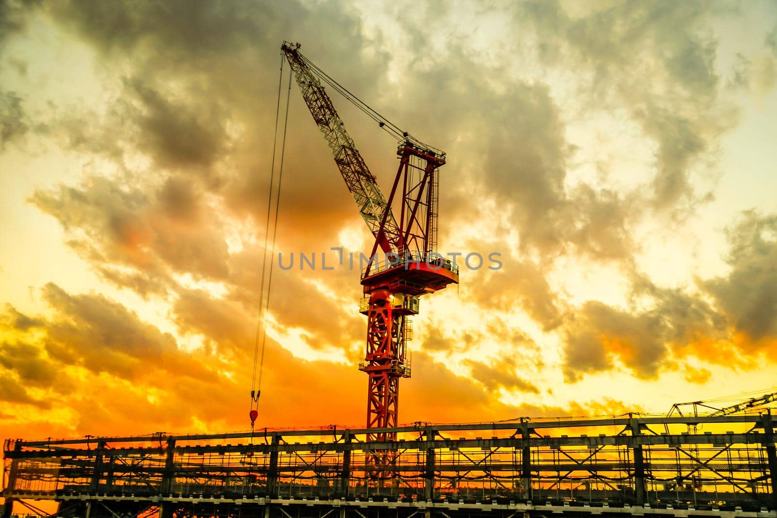 Building site of skyscrapers. Shooting Location: Tokyo metropolitan area