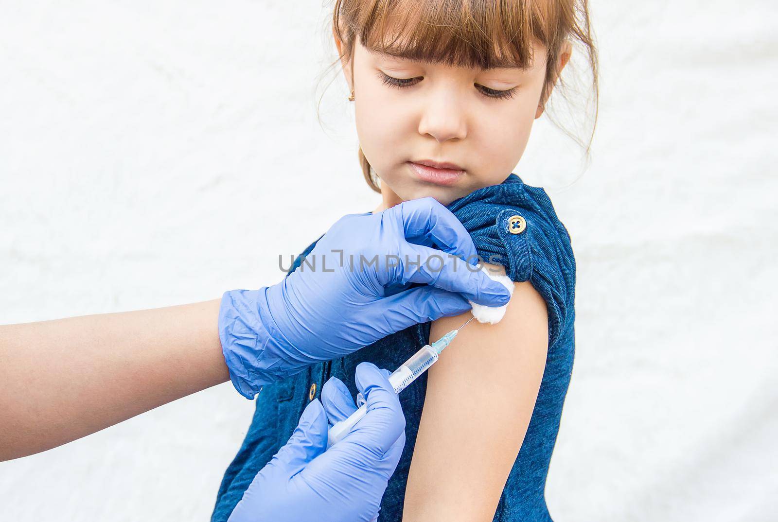 vaccination of children. An injection. Selective focus.