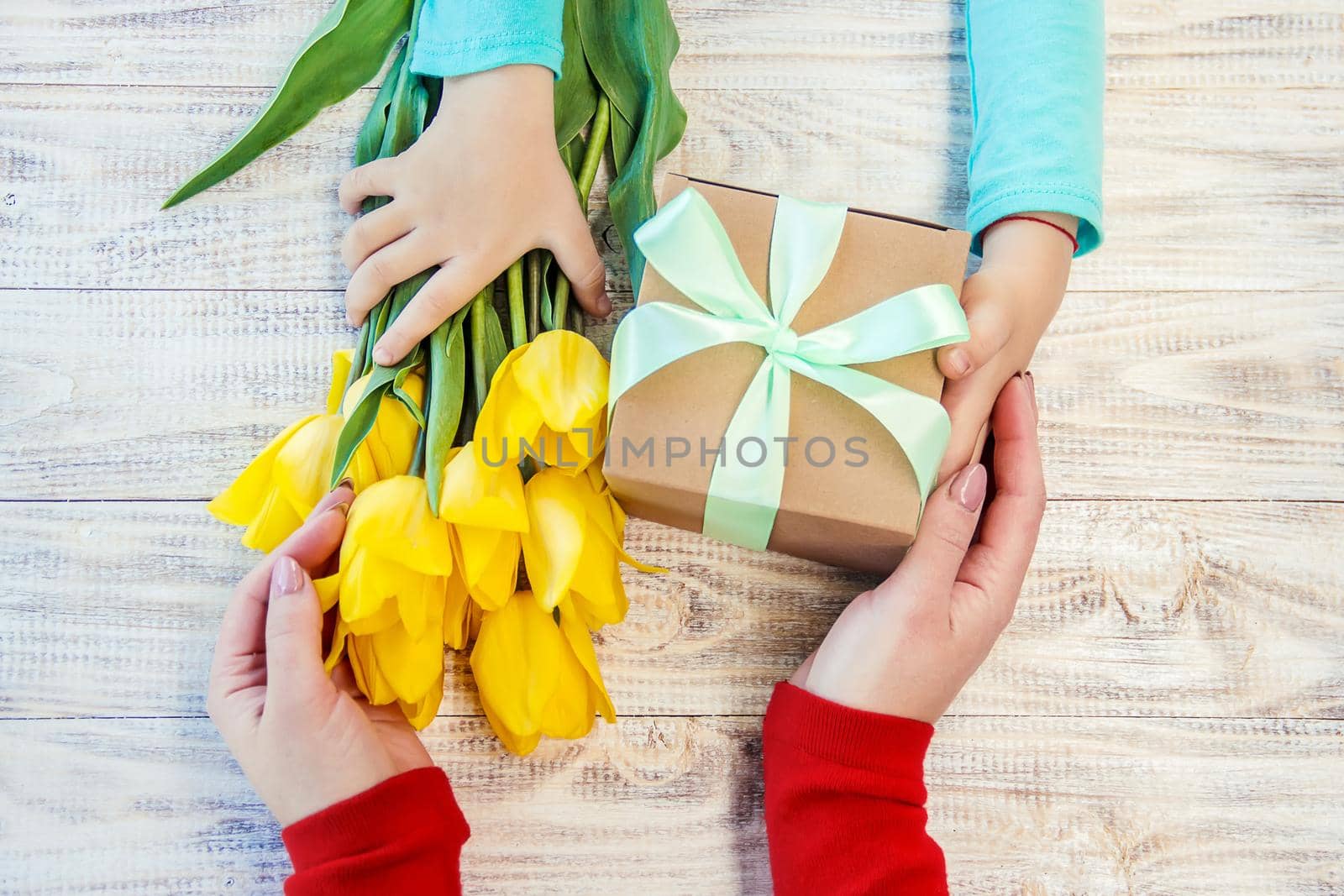 gift and flowers. selective focus. holidays and events.