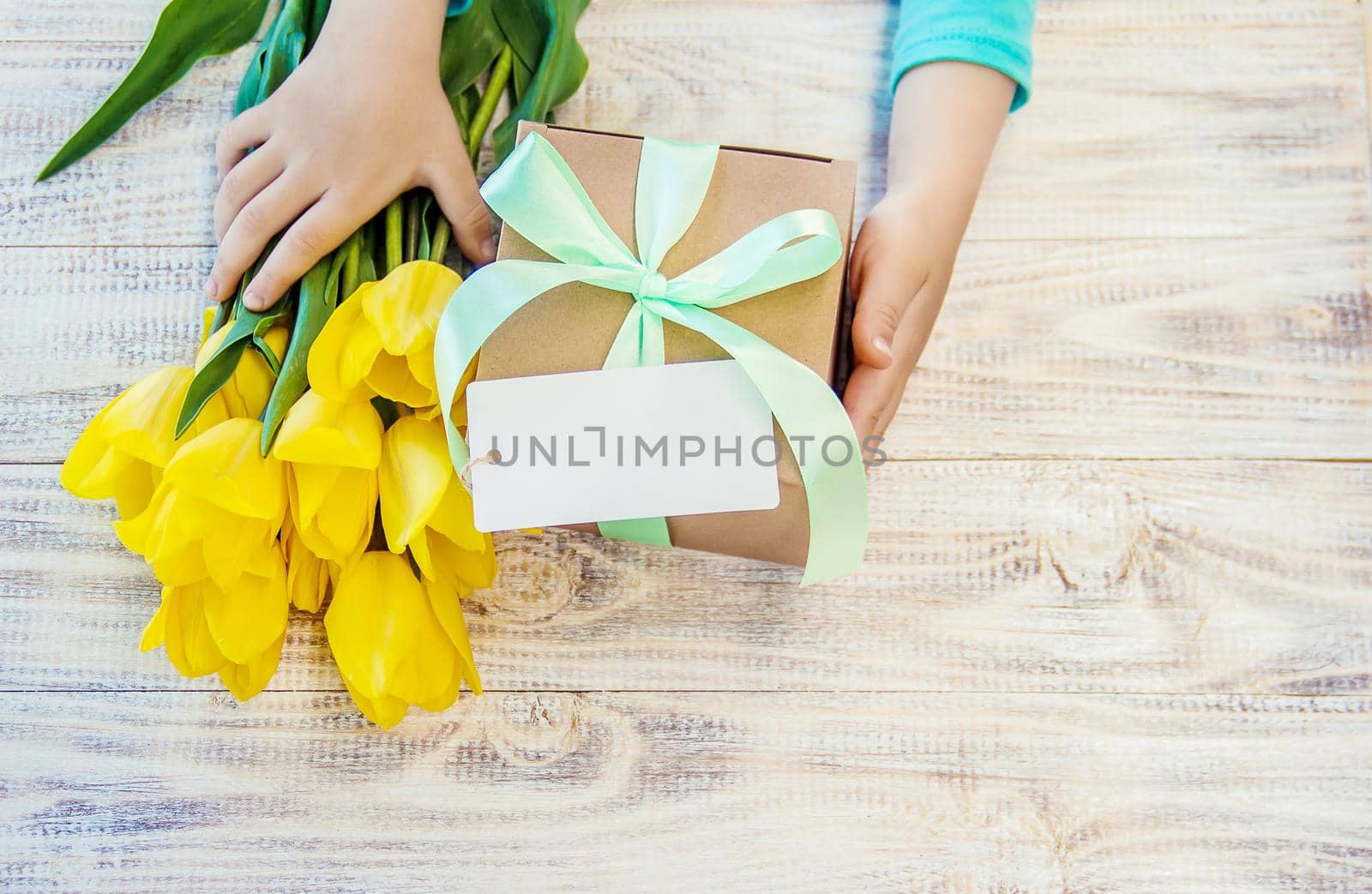 gift and flowers. selective focus. holidays and events.