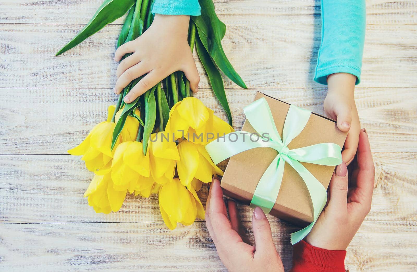 gift and flowers. selective focus. holidays and events.