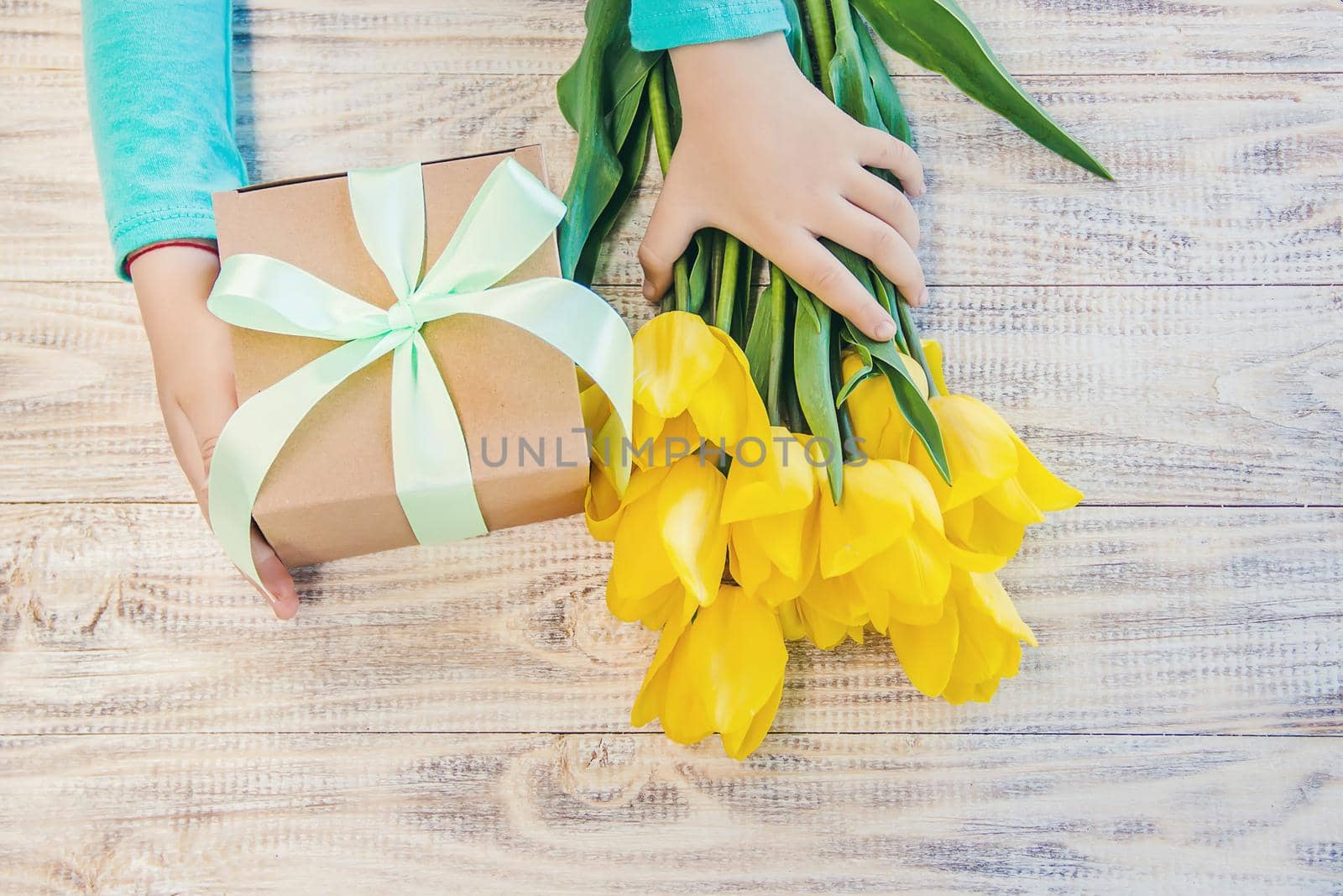 gift and flowers. selective focus. holidays and events. nature