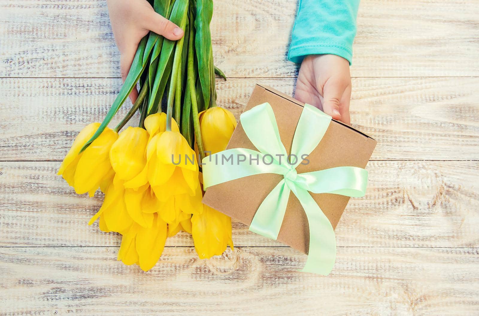 gift and flowers. selective focus. holidays and events. by yanadjana