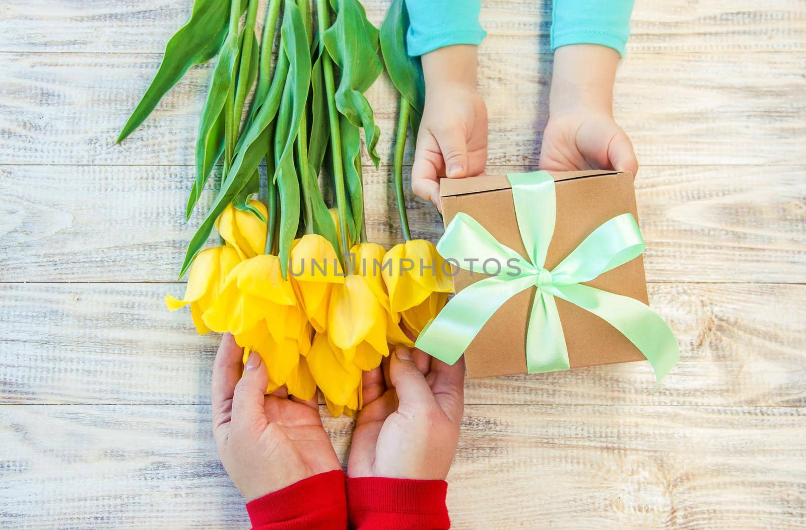 gift and flowers. selective focus. holidays and events.