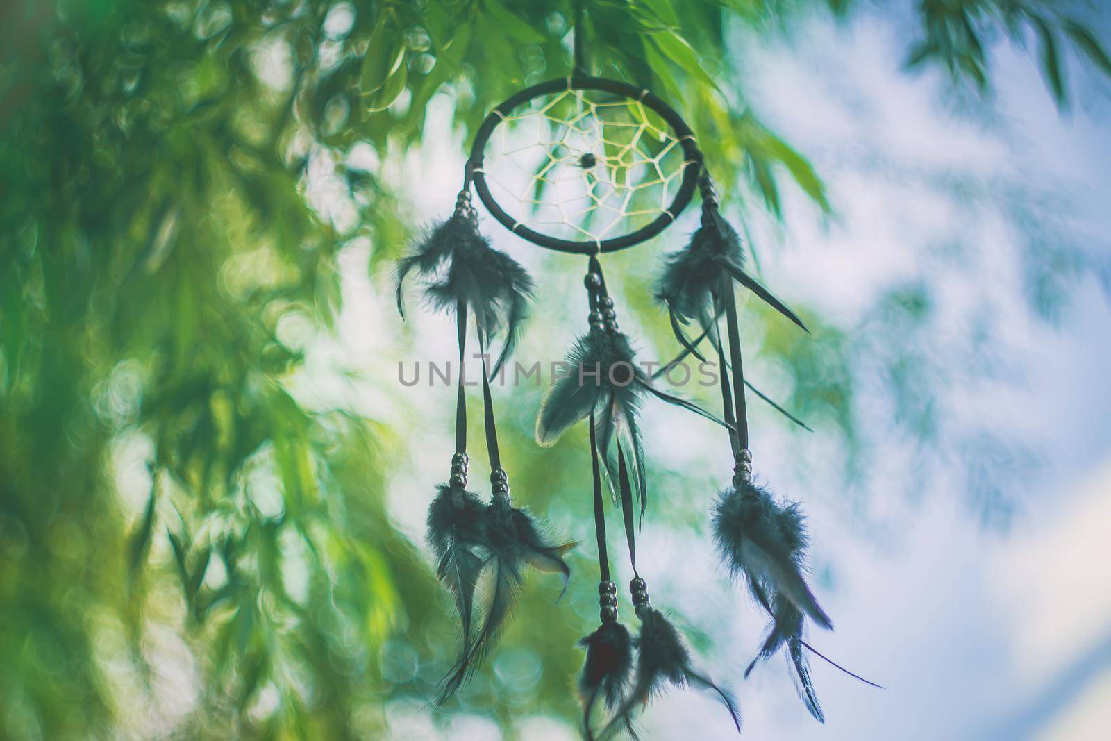 Dream catcher in a vintage style. Selective focus. by yanadjana