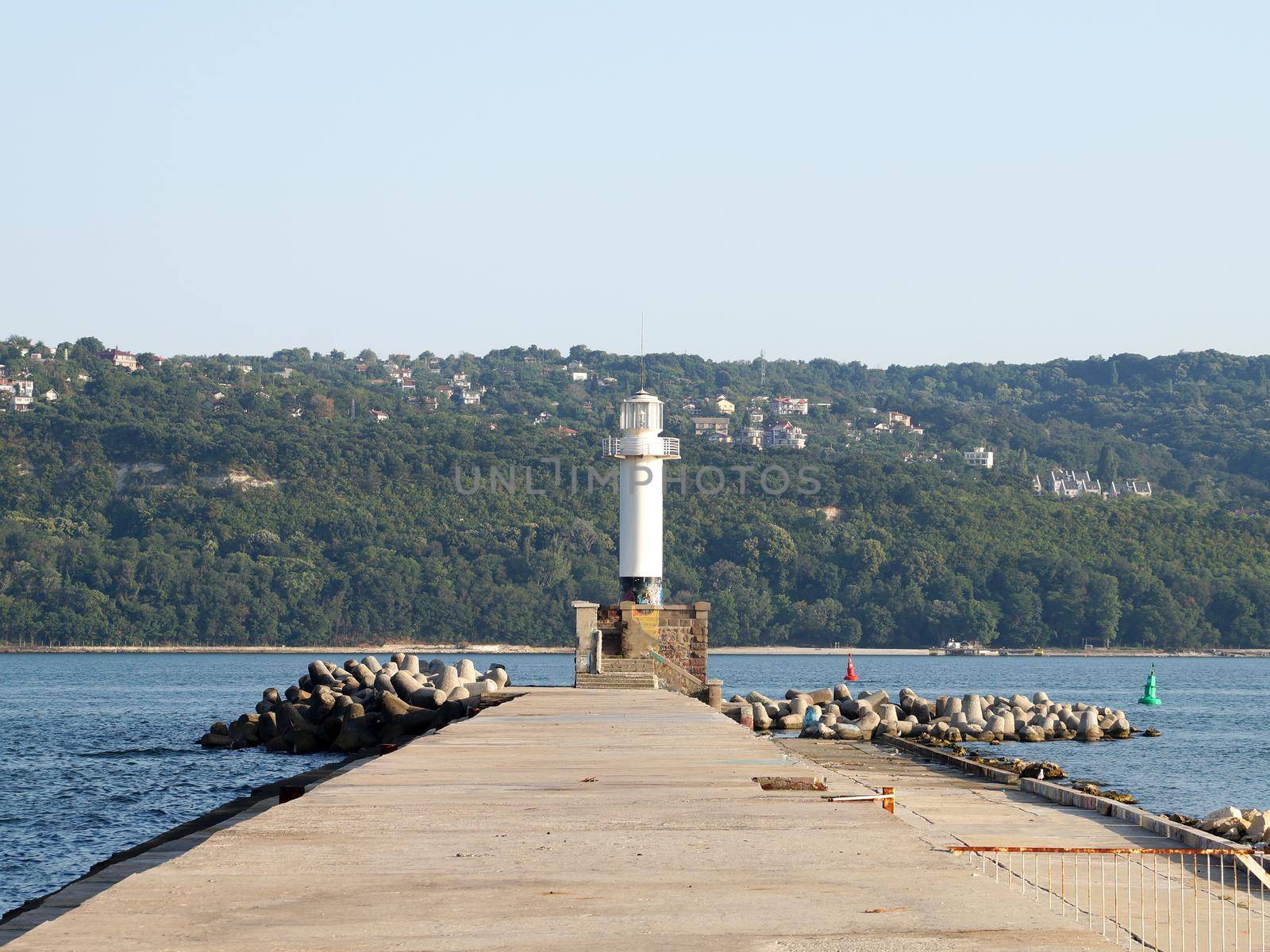 the main lighthouse in the seaport of Varna Bulgaria by Annado