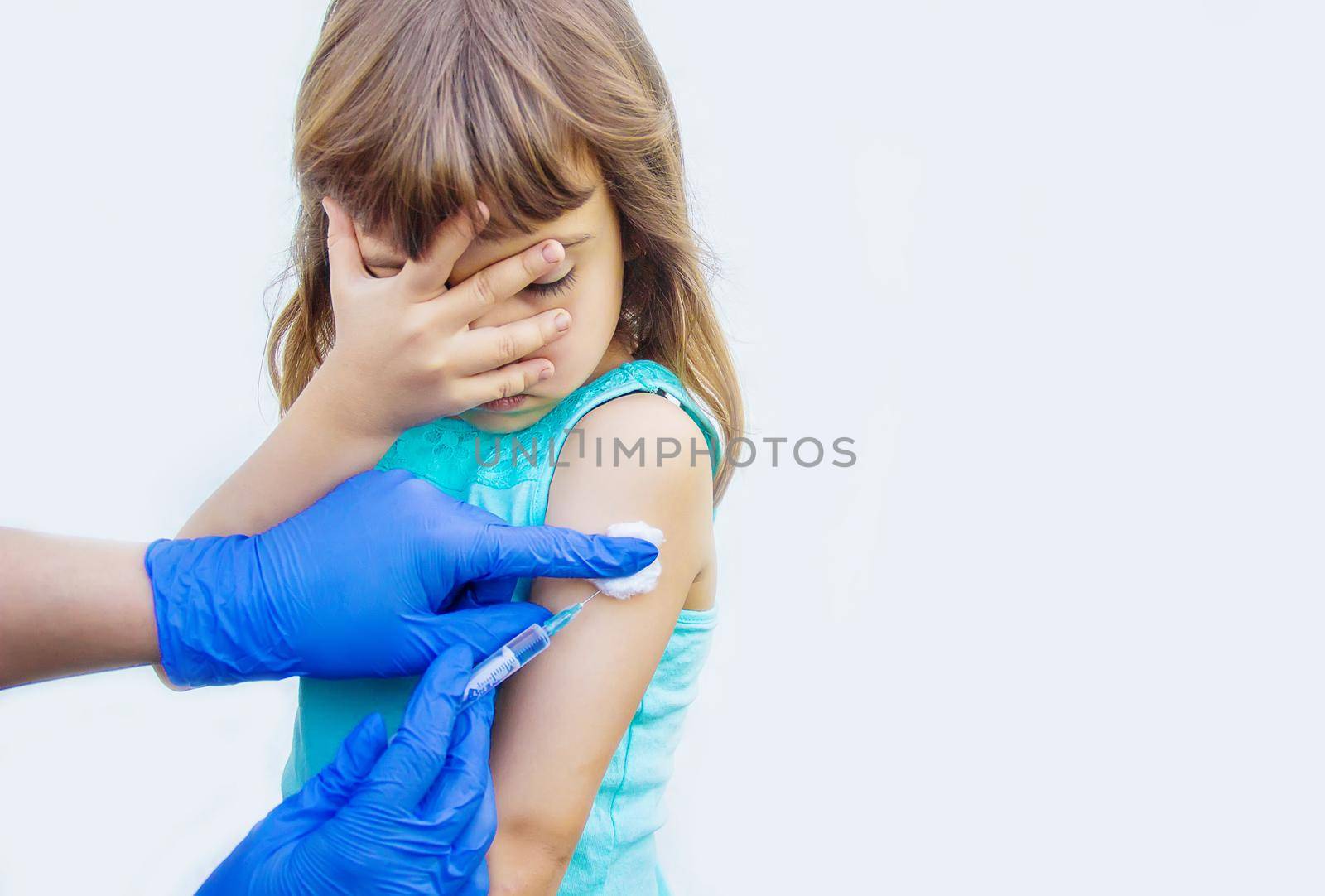 vaccination of children. An injection. Selective focus.