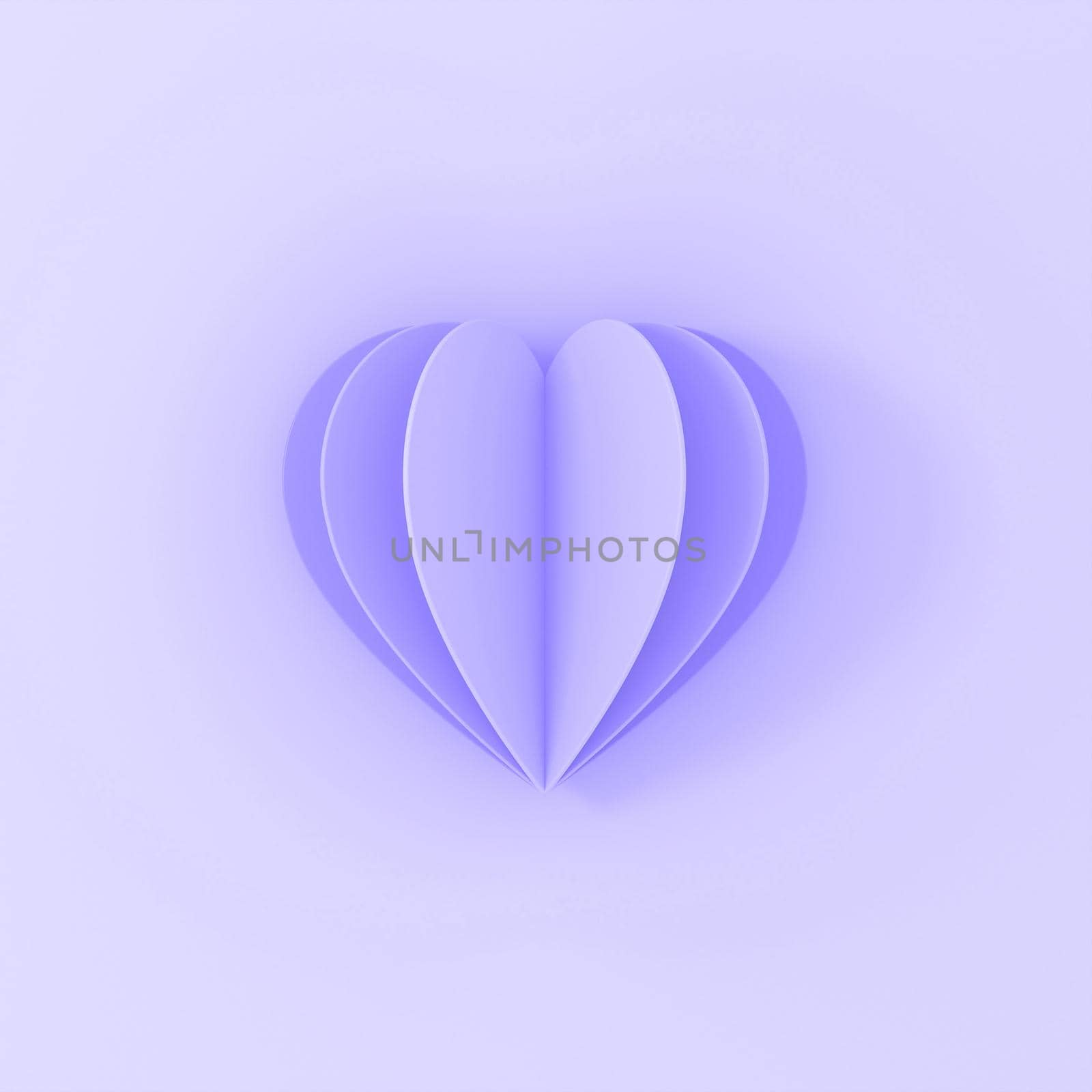 Paper heart on purple background. 3D illustration.