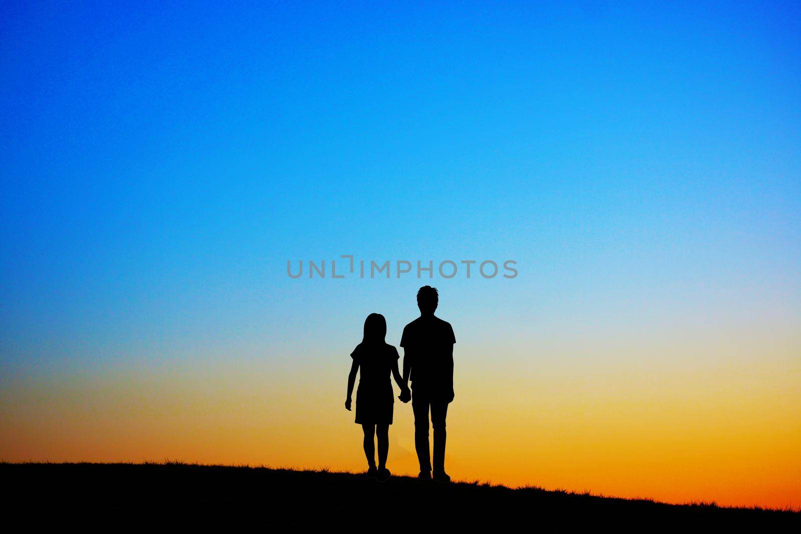 Two people standing on the hill. Shooting Location: Yokohama-city kanagawa prefecture