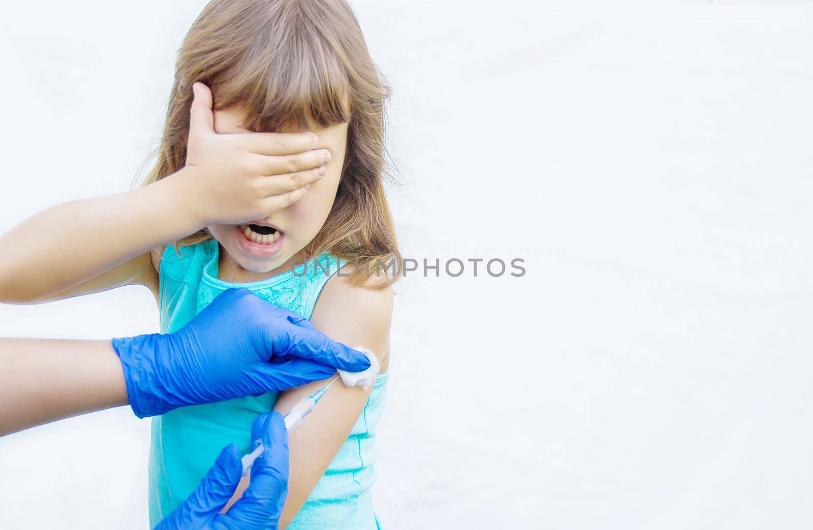 vaccination of children. An injection. Selective focus.