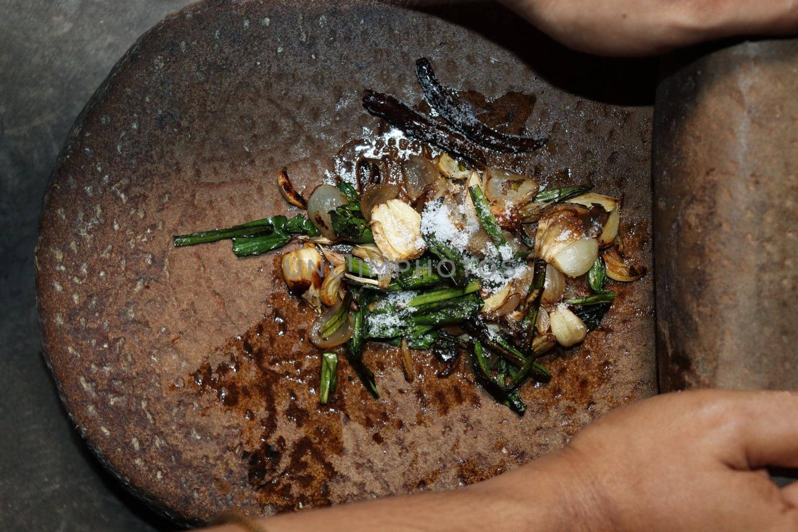 fresh and healthy fry brinjal with spice on kitchen