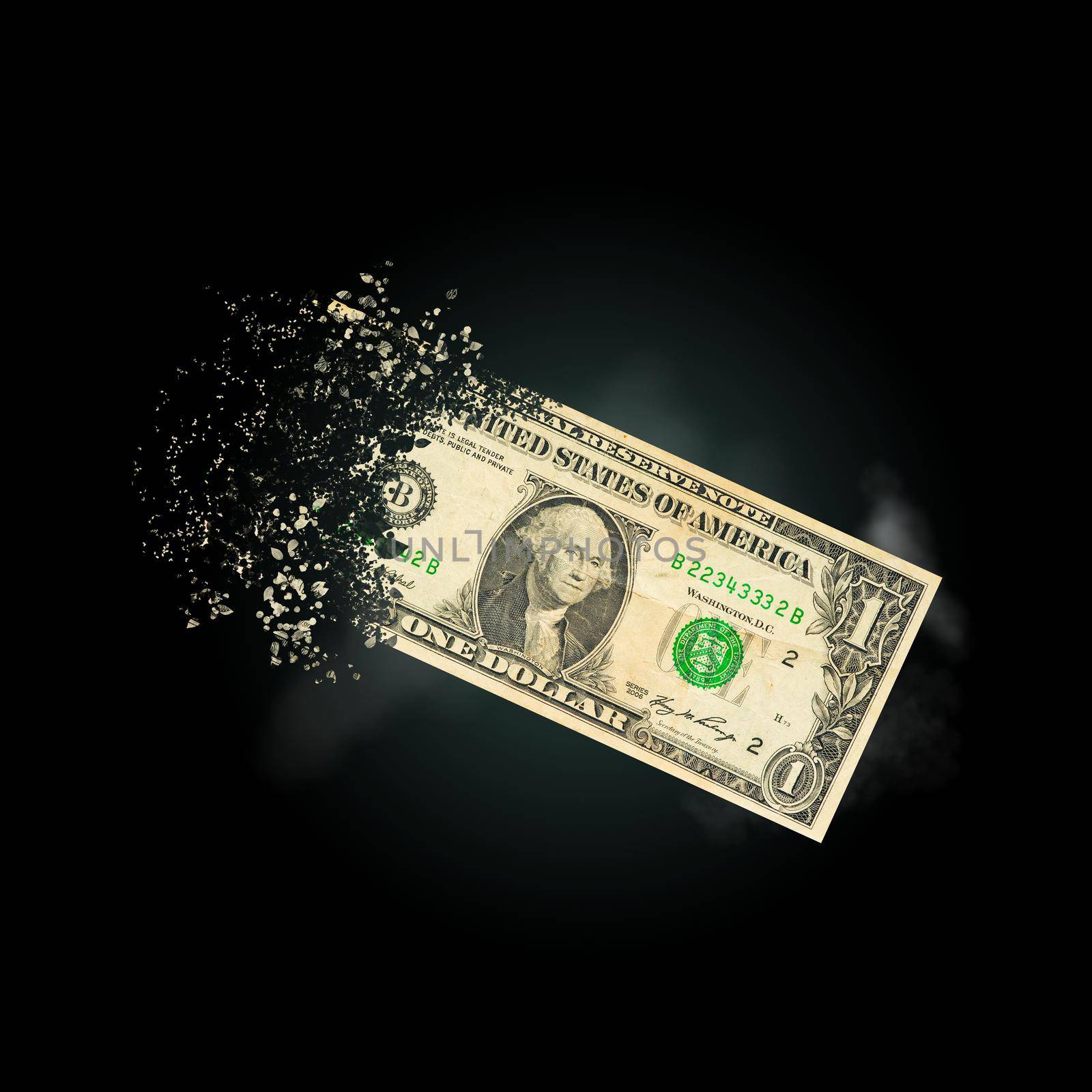 one dollar bills scattered in the air. money inflation concept. the disappearance of banknotes, hyperinflation. financial crash, dollar banknotes, high living costs.