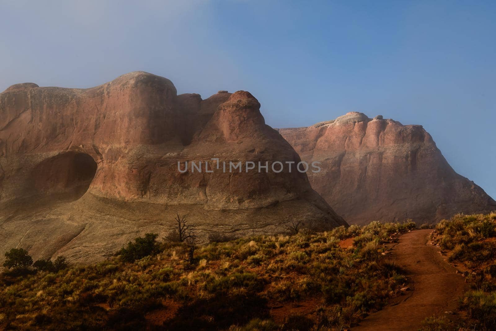 Arches National Park Peaks in Moring Mist